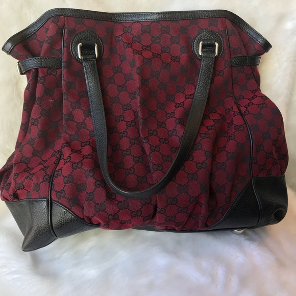 GUCCI CANVAS LARGE FULL MOON TOTE RED/BLACK - Picture 5 of 8